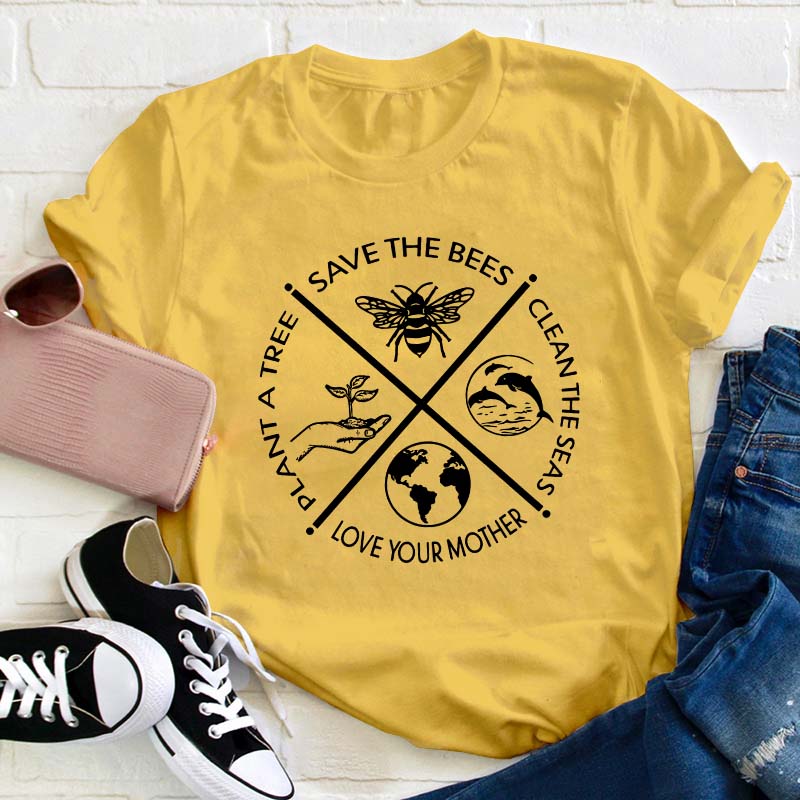 Plant A Tree Save The Bees Teacher T-Shirt