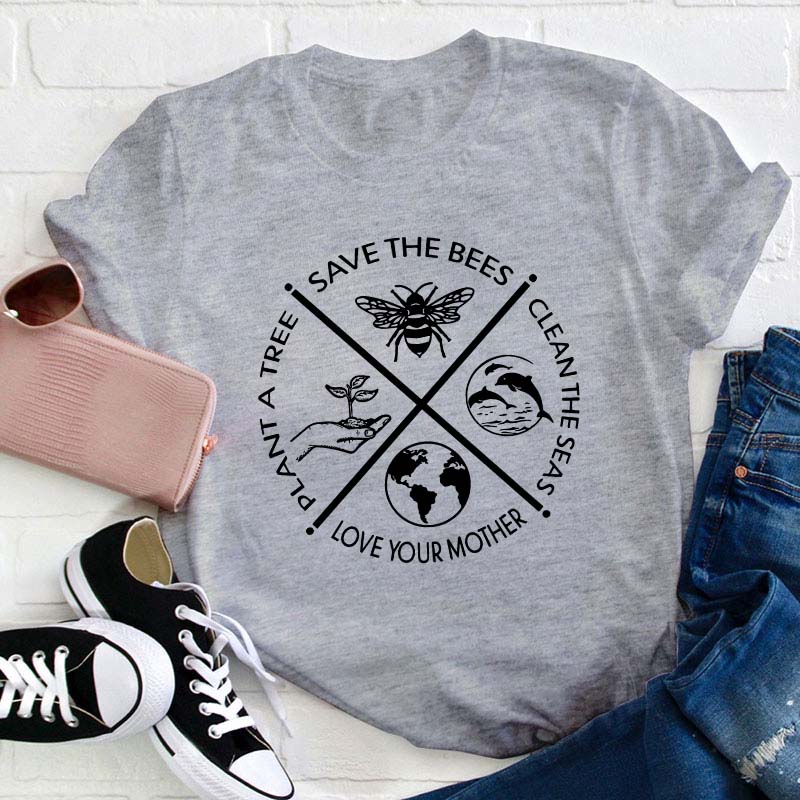 Plant A Tree Save The Bees Teacher T-Shirt
